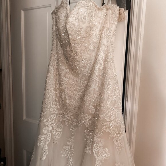 David Tutera For Mon Cheri Beryl 114293 in Ivory / Pink Size 14 - Picture 6 of 10